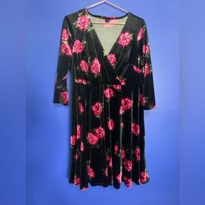 Long sleeve velvet skater dress